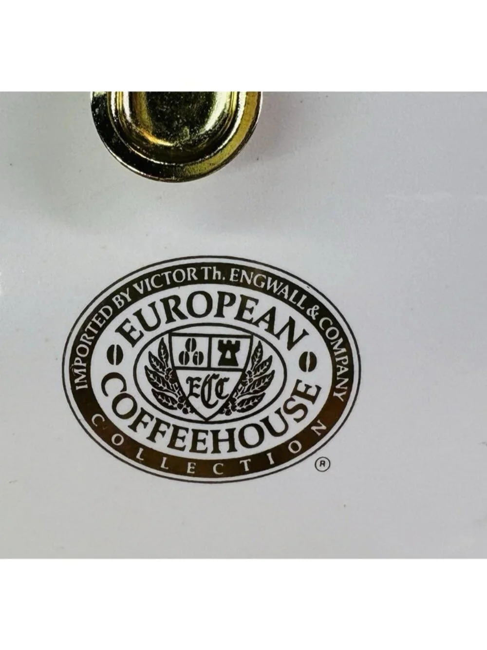 Vintage EUROPEAN COFFEEHOUSE White Gold Letters Ceramic Airtight 8.5
